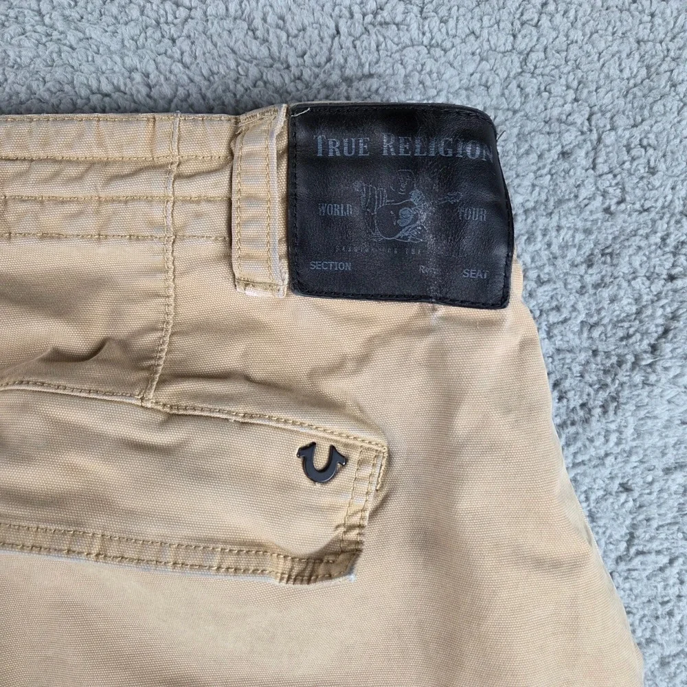 True Religion Logan Relaxed Taper Jeans‎ Pants 42 (38x31) Mens Khaki